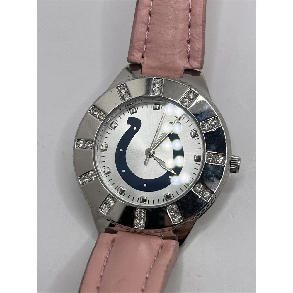 Indianapolis Colts Women's‎ Watch Game Time NFL Pink Leather Band- New Battery